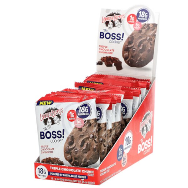 The BOSS Cookie, Тройная шоколадная крошка, 12 штук, 2 унции (57 г) каждая Lenny & Larry's