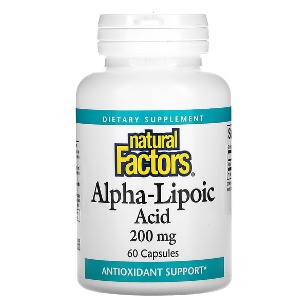 Альфа-липоевая кислота, 200 мг, 60 капсул Natural Factors