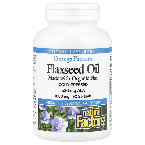 OmegaFactors, Flaxseed Oil, 1,000 mg, 90 Softgels (Мягкие капсулы) Natural Factors