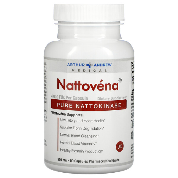 Nattovena, Чистый Наттокиназ - 200 мг - 90 капсул - Arthur Andrew Medical Arthur Andrew Medical