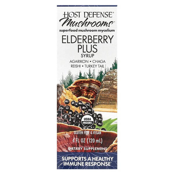 Mushrooms™, Elderberry Plus Syrup, 4 fl oz (Жидкие унции) (120 ml) Host Defense