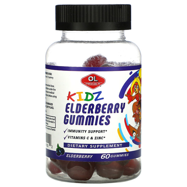 Kids Elderberry Gummies, Бузина, 60 жевательных конфет Olympian Labs