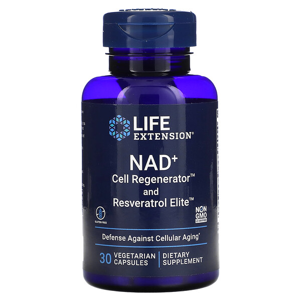 NAD+ Cell Regenerator и ресвератрол, 30 вегетарианских капсул Life Extension