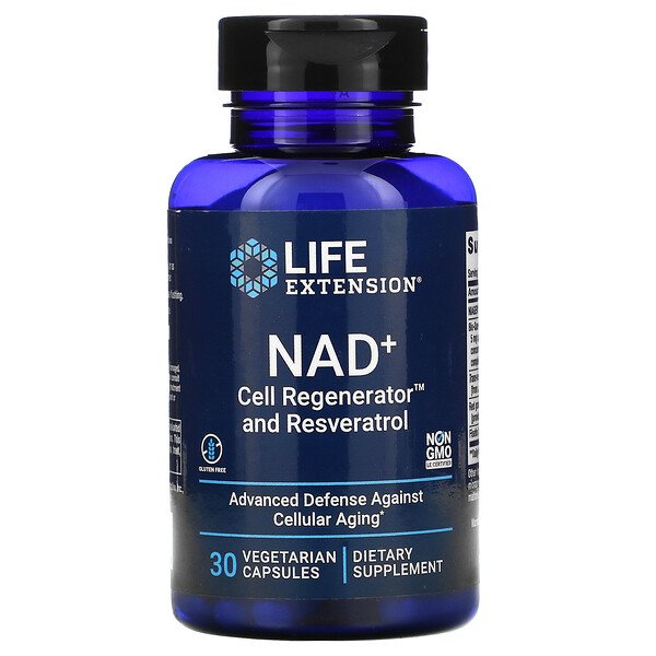 NAD+ Cell Regenerator и ресвератрол, 30 вегетарианских капсул Life Extension