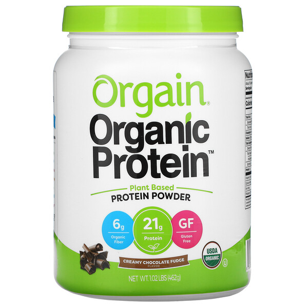 Органический протеиновый порошок, на растительной основе, сливочно-шоколадная помадка, 1,02 фунта (462 г) Orgain