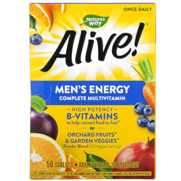 Alive!, Men's Energy Complete Multivitamin, 50 таблеток Nature's Way