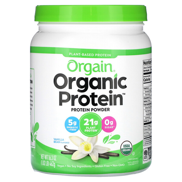 Органический протеиновый порошок, растительного происхождения, стручки ванили, 462 г (1,02 фунта) Orgain
