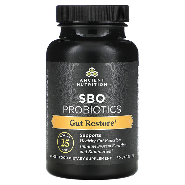 SBO Пробиотики, 25 миллиардов КОЕ, 60 капсул Ancient Nutrition