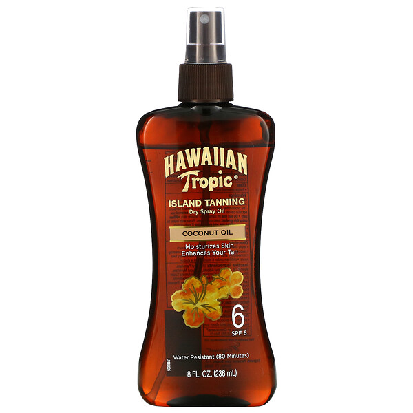 Island Tanning Dry Spray Oil, кокосовое масло, SPF 6, 8 жидких унций (236 мл) Hawaiian Tropic
