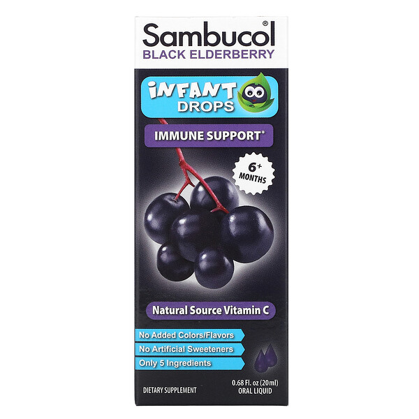 Черная бузина, капли для младенцев, от 6 месяцев, 0,68 ж. унц. (20 мл) Sambucol