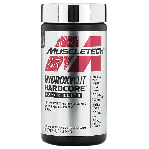 Hydroxycut Hardcore, Super Elite - 120 быстрорастворимых термокапсул - Muscletech Muscletech