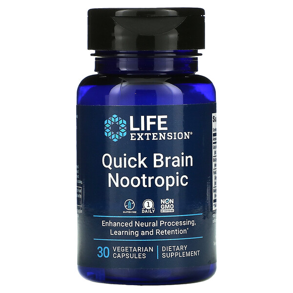 Quick Brain Nootropic, 30 вегетарианских капсул Life Extension