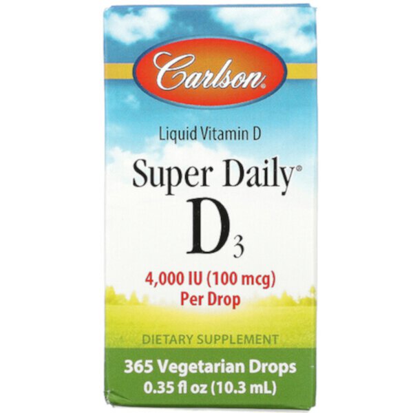 Super Daily D3, 100 мкг (4000 МЕ), 0,35 жидких унций (10,3 мл) Carlson