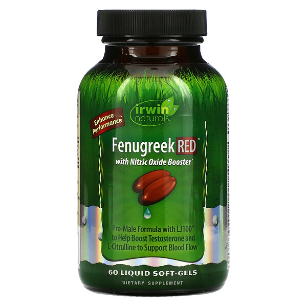 Fenugreek RED с усилителем оксида азота, 60 мягких капсул с жидкостью Irwin Naturals