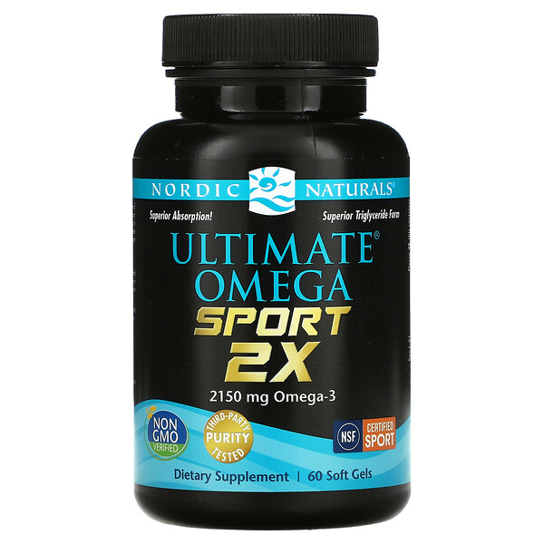 Ultimate Omega Sport 2x, 1075 мг, 60 мягких желатиновых капсул Nordic Naturals