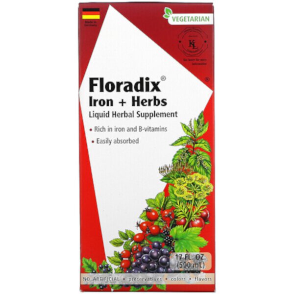 Floradix, Железо + травы, 17 жидких унций (500 мл) Gaia Herbs