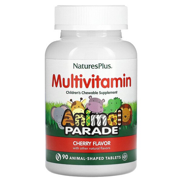 Source of Life, Animal Parade, жевательная мультивитаминно-минеральная добавка для детей, вишня, 90 таблеток в форме животных NaturesPlus