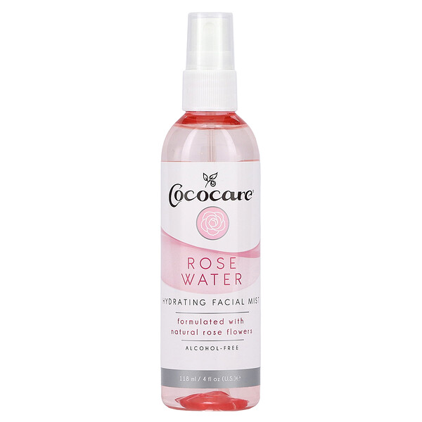 Увлажняющий спрей для лица, без спирта, розовая вода, 4 жидких унции (118 мл) Cococare
