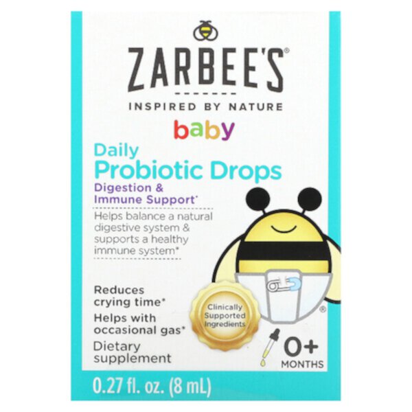 Baby, Daily Probiotic Drops, от 0 месяцев, 0,27 ж. унц. (8 мл) Zarbee's