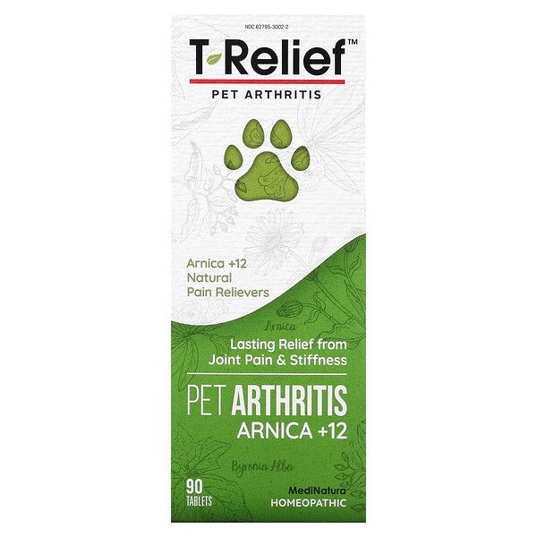 T-Relief, Арника +12 при артрите домашних животных, 90 таблеток MediNatura