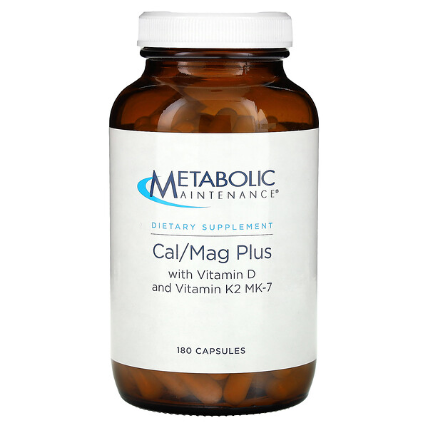 Cal/Mag Plus с витамином D и витамином K2 MK-7, 180 капсул Metabolic Maintenance