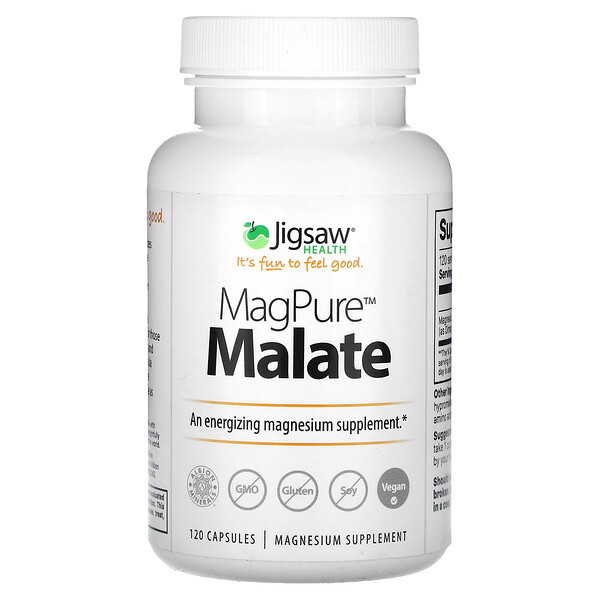 MagPure Malate 100 мг магниевых капсул, 120 штук - Веганские, Без глютена Jigsaw Health