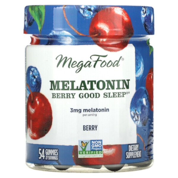 Melatonin Berry Good Sleep, Berry, 1,5 мг, 54 жевательных конфеты MegaFood