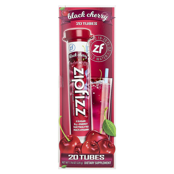 Healthy Sports Energy Mix with Vitamin B12, Black Cherry, 20 Tubes, 0.39 oz (Унции) (11 g) Each Zipfizz