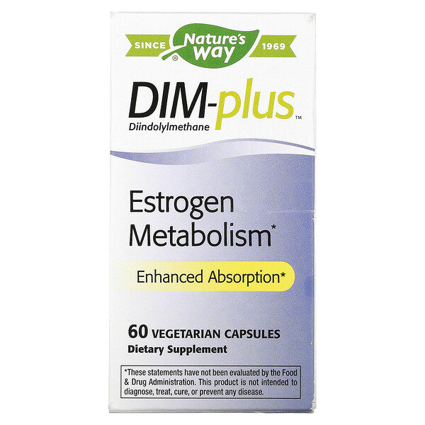 DIM-Plus, Метаболизм эстрогена, 60 вегетарианских капсул Nature's Way