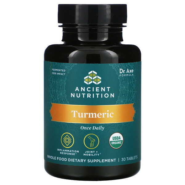 Turmeric, Once Daily, 30 Tablets (Таблетки) Dr. Axe / Ancient Nutrition