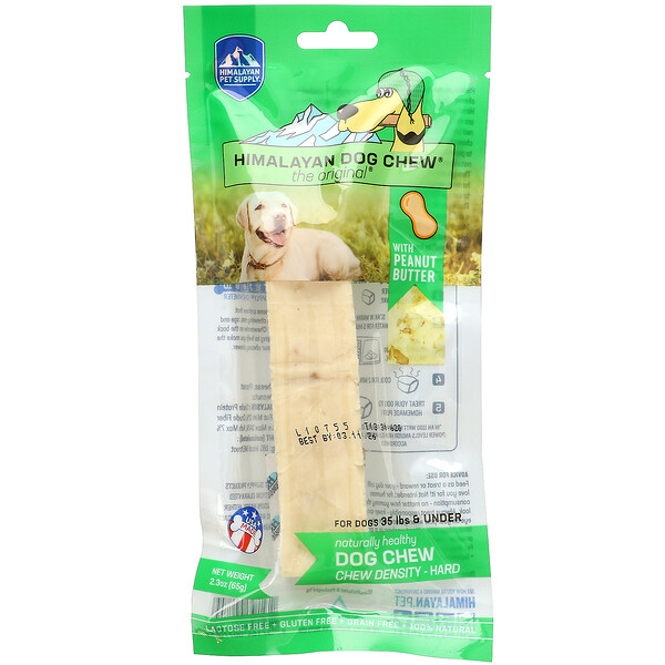 Himalayan Dog Chew, Hard, для собак весом до 35 фунтов, арахисовое масло, 2,3 унции (65 г) Himalayan Pet Supply