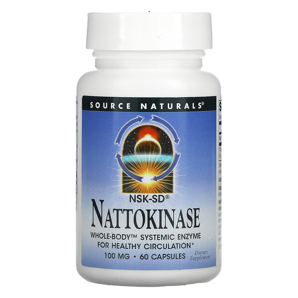 Наттокиназа, 100 мг, 60 капсул Source Naturals