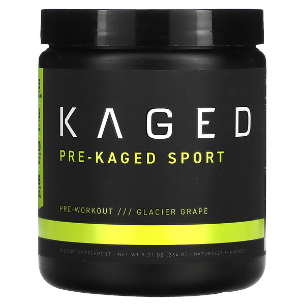 PRE-KAGED Sport, Формула повышения производительности перед тренировкой, ледниковый виноград, 9,31 унции (264 г) Kaged