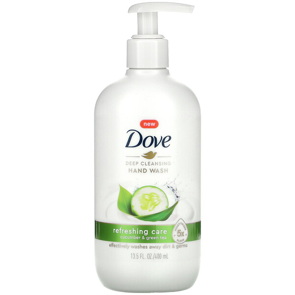 Глубоко очищающее средство для мытья рук, огурец и зеленый чай, 13,5 жидких унций (400 мл) Dove