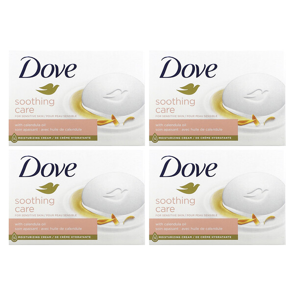 Мыло Soothing Care Soap Bar, 4 куска по 3,75 унции (106 г) каждый Dove
