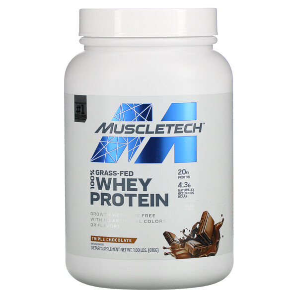 100% сывороточный протеин травяного откорма, тройной шоколад, 1,8 фунта (816 г) Muscletech