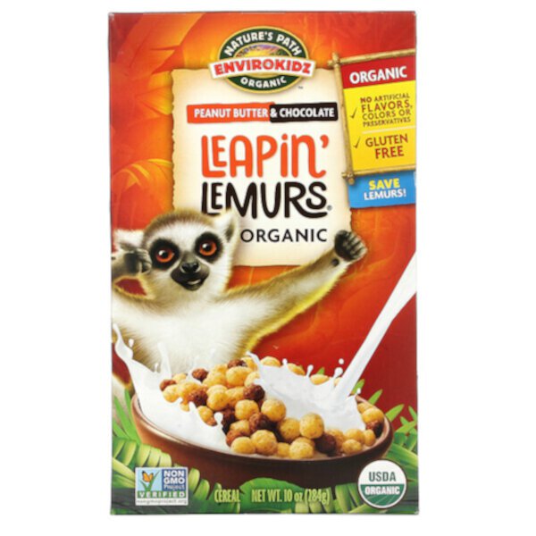 Envirokidz Organic, Хлопья Leapin' Lemurs, арахисовое масло и шоколад, 10 унций (284 г) Nature's Path