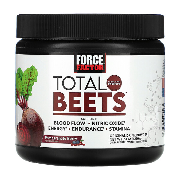 Total Beets, Оригинальный порошок для напитков, ягоды граната, 7,4 унции (210 г) Force Factor
