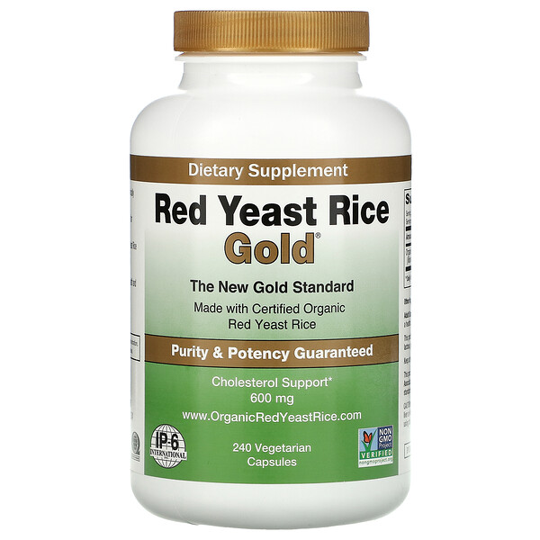 Red Yeast Rice Gold, поддержка холестерина, 600 мг, 240 вегетарианских капсул IP-6 International