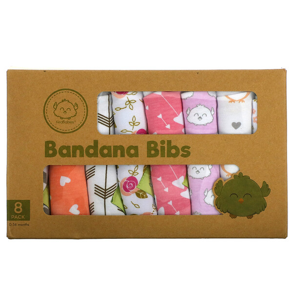 Нагрудники-банданы, для детей от 0 до 36 месяцев, Pink Dreams, 8 шт. в упаковке KeaBabies