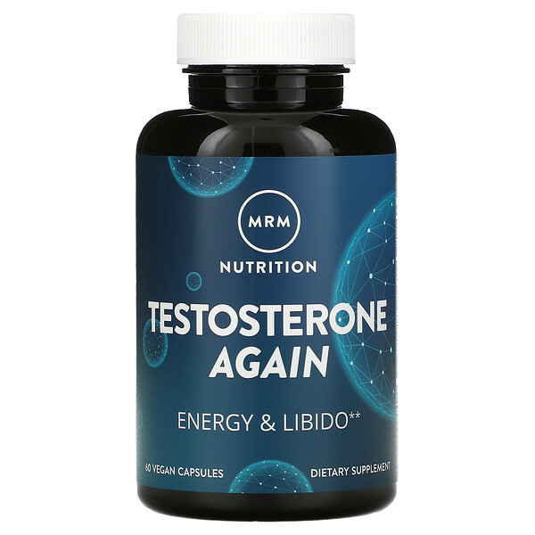 Testosterone Again, энергия и либидо, 60 веганских капсул MRM