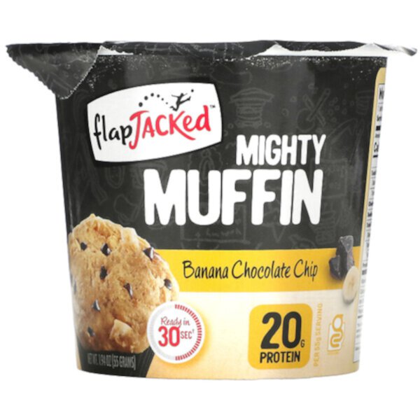 Шоколадно-банановые маффины Mighty Muffin, 55 г, 20 г белка, без глютена, готовятся за 30 секунд FlapJacked