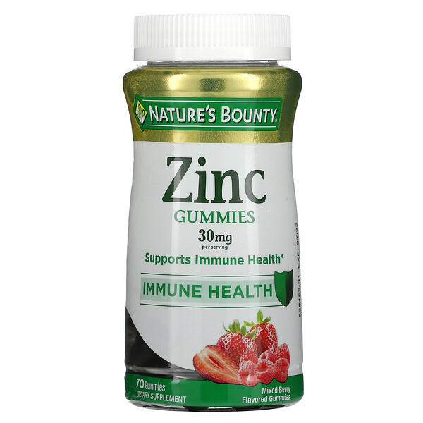 Zinc Gummies, Mixed Berry, 30 мг, 70 жевательных конфет Nature's Bounty