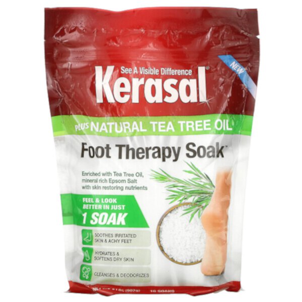 Foot Therapy Soak Plus с натуральным маслом чайного дерева, 2 фунта (907 г) Kerasal
