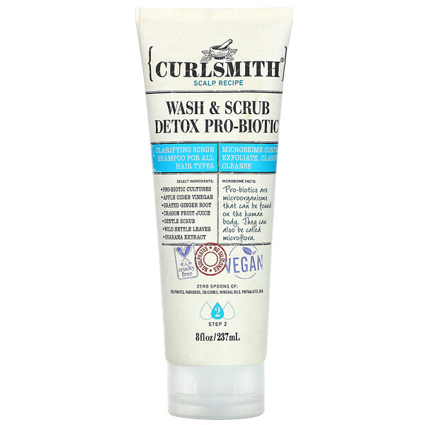 Wash & Scrub Detox Pro-Biotic Shampoo, для всех типов волос, шаг 2, 8 жидких унций (237 мл) Curlsmith