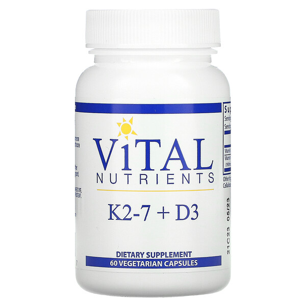 K2-7 + D3, 60 вегетарианских капсул Vital Nutrients