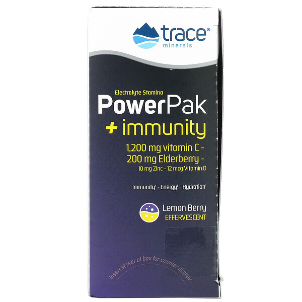 PowerPak + Immunity, Лимонная ягода, 30 пакетиков по 0,19 унции (5,3 г) каждый Trace Minerals Research