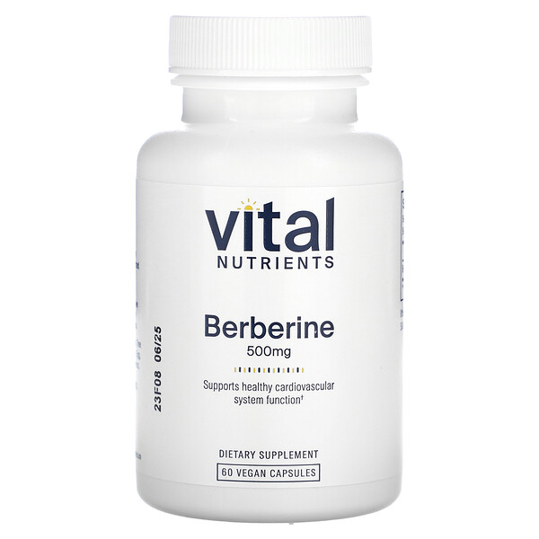 Берберин, 500 мг, 60 вегетарианских капсул Vital Nutrients