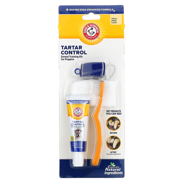 Tartar Control, Тренировочный стоматологический набор для щенков, ванильный имбирь, набор из 4 предметов Arm & Hammer