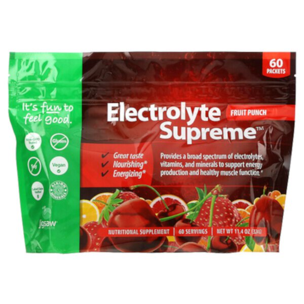Electrolyte Supreme, Фруктовый пунш, 60 пакетиков, 11,4 унции (324 г) Jigsaw Health